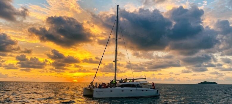 Coral island in Sunset
